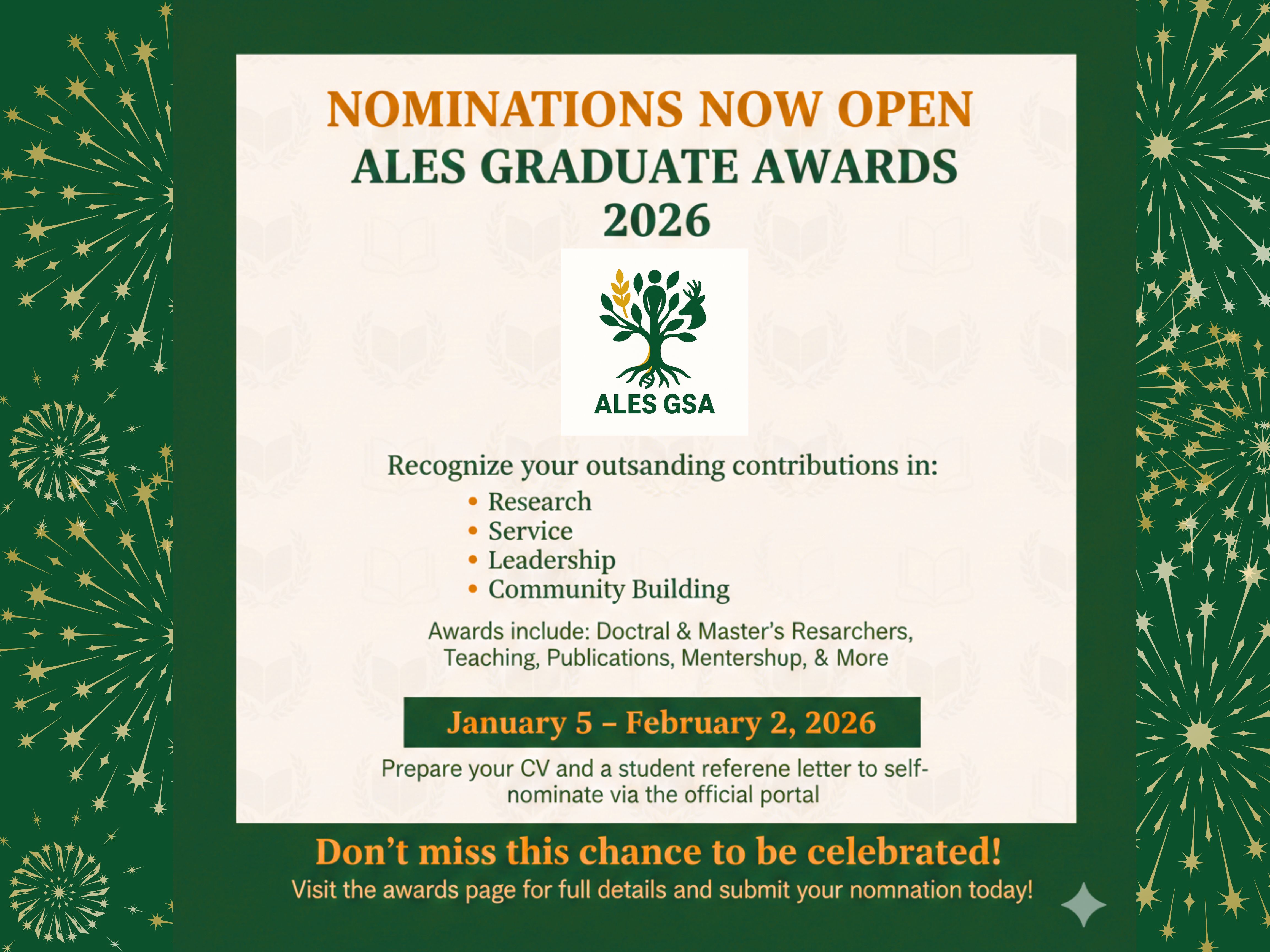 ALES Graduate Awards 2026 Poster